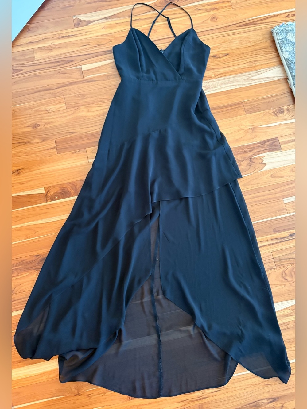 BCBGeneration Black Asymmetrical High-Low Slip Dress